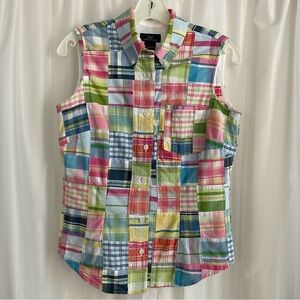 Brooks Brothers Shirt Sz 6/Small Madras Patchwork Sleeveless